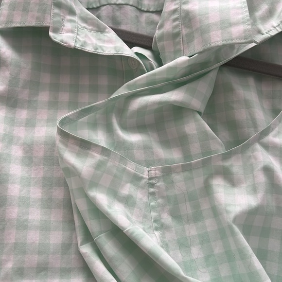 Lands End Sleeveless Mint Green and White Plaid Blouse - Picture 4 of 5